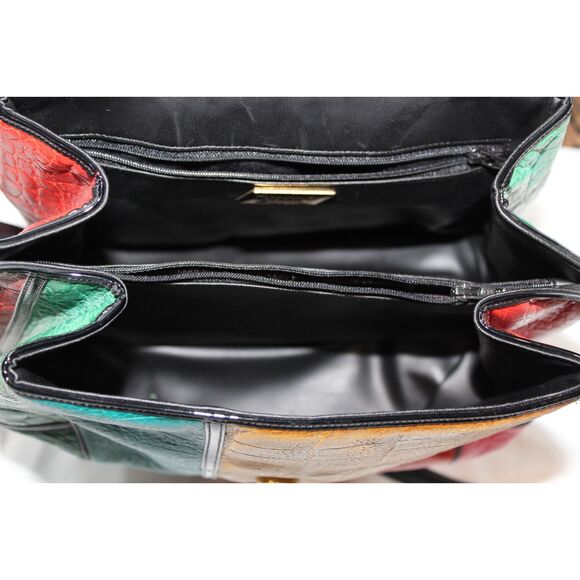 Vintage 1990s SHARIF Color Block Leather Purse - Made in USA - Retro Designer - Picture 12 of 13